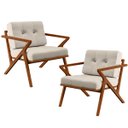 Ver imagem 1 de Kit 2 Poltronas Decorativas Sala de Estar com Cintas de Corano Laís B04 Linho Cru - Lyam Decor