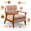Ver mais imagens de Kit 2 Poltronas Decorativas para Sala de Estar Encosto Ripado Emília B04 Linho Rosê - Lyam Decor