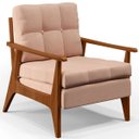 Ver imagem 3 de Kit 2 Poltronas Decorativas para Sala de Estar Encosto Ripado Emília B04 Linho Rosê - Lyam Decor
