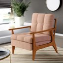 Ver imagem 2 de Kit 2 Poltronas Decorativas para Sala de Estar Encosto Ripado Emília B04 Linho Rosê - Lyam Decor