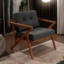 Ver imagem 1 de Poltrona Decorativa Sala de Estar com Cintas de Corano Laís B04 Linho Chumbo - Lyam Decor