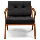 Ver imagem 3 de Poltrona Decorativa Sala de Estar com Cintas de Corano Laís B04 Linho Chumbo - Lyam Decor