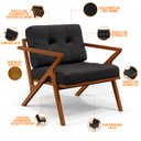 Ver imagem 6 de Poltrona Decorativa Sala de Estar com Cintas de Corano Laís B04 Linho Chumbo - Lyam Decor
