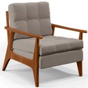 Ver imagem 2 de Poltrona Decorativa para Sala de Estar Encosto Ripado Emília B04 Linho Bege - Lyam Decor