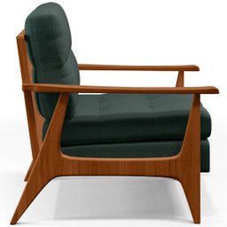 Kit 2 Poltronas Decorativas para Sala de Estar Encosto Ripado Emília B04 Linho Verde Musgo - Lyam - 5