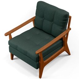 Kit 2 Poltronas Decorativas para Sala de Estar Encosto Ripado Emília B04 Linho Verde Musgo - Lyam - 7