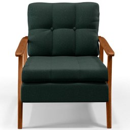 Kit 2 Poltronas Decorativas para Sala de Estar Encosto Ripado Emília B04 Linho Verde Musgo - Lyam - 4