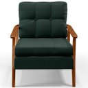 Ver imagem 4 de Kit 2 Poltronas Decorativas para Sala de Estar Encosto Ripado Emília B04 Linho Verde Musgo - Lyam