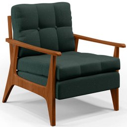 Kit 2 Poltronas Decorativas para Sala de Estar Encosto Ripado Emília B04 Linho Verde Musgo - Lyam - 3