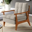 Ver imagem 1 de Poltrona Decorativa para Sala de Estar Encosto Ripado Emília B04 Linho Cru - Lyam Decor