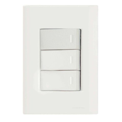 Conjunto 4x2 com 3 Interruptores Simples 10 a 250 V Tramontina Giz Branco Tramontina