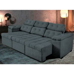 Sofá Italia 2.10M Retrátil e Reclinável Suede Cinza - 1