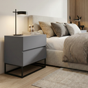 Ver imagem 2 de Kit 2 Mesas de Cabeceira para Quarto Casal Eros 45cm Base Ferro Estilo Moderno Pés Preto:cinza