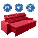 Ver imagem 2 de Sofá Top Concepit 2,20M Retrátil com Molas Vermelho