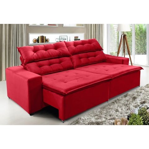 Sofá Top Concepit 2,20M Retrátil com Molas Vermelho