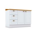 Ver imagem 1 de Gabinete de Cozinha Modulado Balcão P/ Pia C/ Tampo Americana C/ 2 Portas e 3 Gavetas 120cm Branco