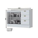 Ver imagem 3 de Gabinete de Cozinha Modulado Balcão P/ Pia C/ Tampo Americana C/ 2 Portas e 3 Gavetas 120cm Branco