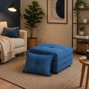 Ver imagem 5 de Puff Cama Dobravel 70cm Slim com Almofada Cor: Suede Azul