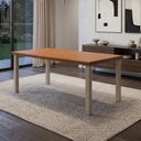 Ver imagem 1 de Mesa de Jantar 8 Lugares Industrial Madeira Maciça 200x90cm Athenas Marrom Dourado/Marrom