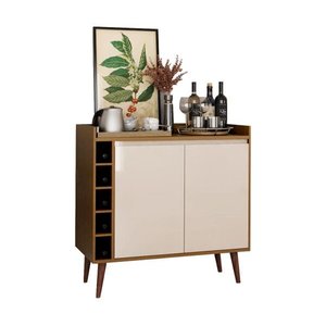 Buffet Aparador com Adega Retrô Wine 2 Portas Freijó com Off-White