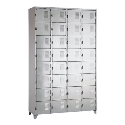 Armário Roupeiro de Aço Vestiário Academia 32 Portas Locker Cinza