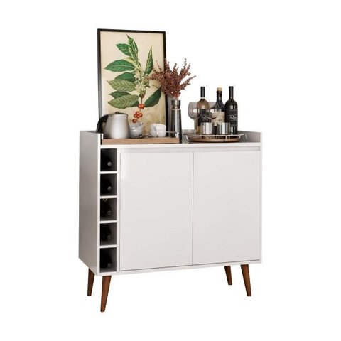 Buffet Aparador com Adega Retrô Wine 2 Portas Branco