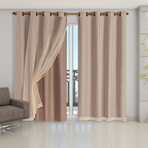 Cortina Blackout PVC com Tecido Voil 4,20 m x 2,50 m - Avelã