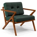 Ver imagem 3 de Kit 2 Poltronas Decorativas Sala de Estar com Cintas de Corano Laís B04 Linho Verde Musgo - Lyam