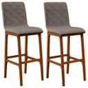 Ver imagem 1 de Kit 2 Banquetas Altas para Cozinha Sala de Jantar Fixa Zoe B04 Linho Bege - Lyam Decor