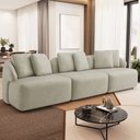Ver imagem 1 de Sofá 3 Lugares para Sala de Estar Living 228cm Arlo F04 Veludo Bege - Lyam Decor