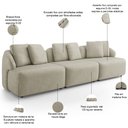 Ver imagem 3 de Sofá 3 Lugares para Sala de Estar Living 228cm Arlo F04 Veludo Bege - Lyam Decor