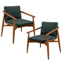 Ver imagem 1 de Kit 2 Poltronas Decorativas Sala de Estar com Cintas de Corano Lavínia B04 Linho Verde Musgo -