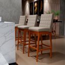 Ver imagem 2 de Kit 02 Banquetas Altas Para Cozinha Sala de Jantar Fixa Mila B04 Linho Bege - Lyam Decor