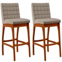 Ver imagem 1 de Kit 02 Banquetas Altas Para Cozinha Sala de Jantar Fixa Mila B04 Linho Bege - Lyam Decor