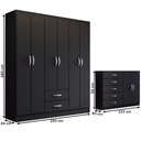 Ver imagem 4 de Guarda-roupa Casal Helena 6 Portas 2 Gavetas com Cômoda 2 Portas 5 Gavetas Preto - Panorama Móveis