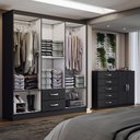 Ver imagem 2 de Guarda-roupa Casal Helena 6 Portas 2 Gavetas com Cômoda 2 Portas 5 Gavetas Preto - Panorama Móveis