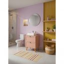 Ver imagem 1 de Gabinete para Banheiro com Tampo Cuba e Espelho Redondo 60cm Retro Mdf Rosa Milano - On Móveis