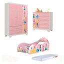 Ver imagem 1 de Conjunto Quarto Meninas Cama Colchão Roupeiro Comoda em MDF