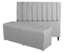 Ver imagem 1 de Kit de Quarto Roma Cabeceira de Cama Box e Calçadeira Baú Casal 140 Cm Suede Prata do Lar Móveis