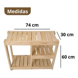Sapateira Prateleira de Madeira Maciça com Banco Resistente - 7