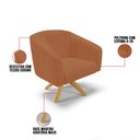 Ver imagem 3 de Poltrona Sala Decorativa Stella Base de Madeira Giratória Ma30 Sintético Pu Whisky D03 - D’Rossi