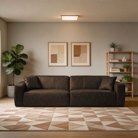 Sofá 4 Lugares 248cm Living Sala de Estar Murilo Sintético Pu K01 - D'rossi