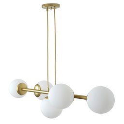 Pendente Jabuticaba Dourado 5 Globos de Vidro Mesa de Jantar:branco Fosco - 2