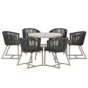 Ver imagem 1 de Mesa com 6 Cadeiras de Jantar Roma 120cm e Noronha em Alumínio Fendi Corda Náutica Estofado 13 Trama