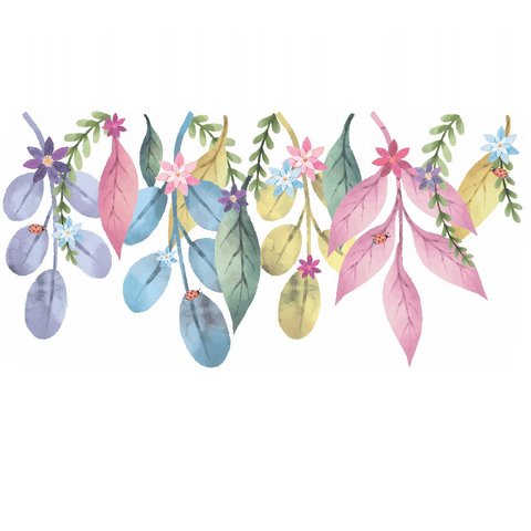 Adesivo de Parede Folhagens Floridas - Candy color - 1 Cartela - Candy