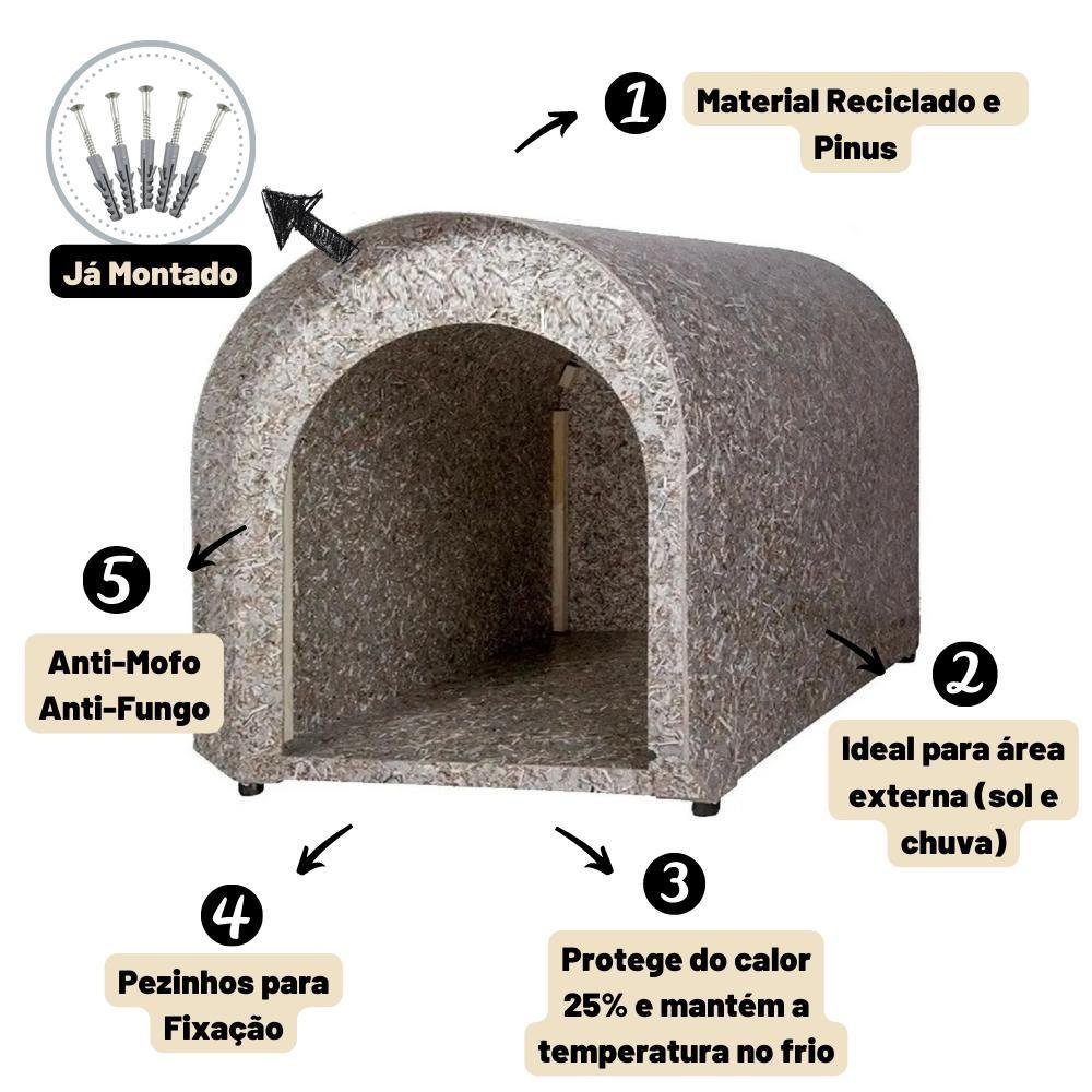Casinha Madeira para Cachorro Cães N2 Ecológica Iglu Casa - 4