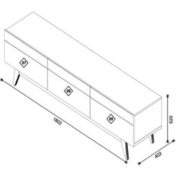 Rack Classic 3 Gavetas 180cm Imcal 11233 Off White Nature Sala - 2