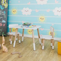 Conjunto Mesa Infantil 2 Cadeiras Colorir - Branco - 2