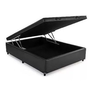 Cama Box Baú Solteirão Reforçada 108x198 Corino Preto