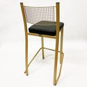 Ver imagem 3 de Banqueta Média para Balcão Empilhável Kit 4 Unidades Cor Dourado Fosco Assento Preto Altura 65cm